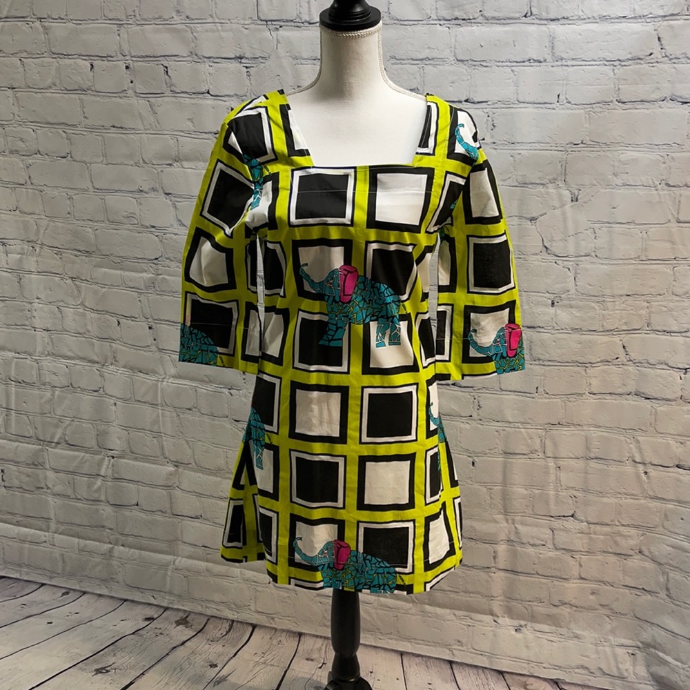 Tracy Negoshian Elephant Pattern Dress-Small